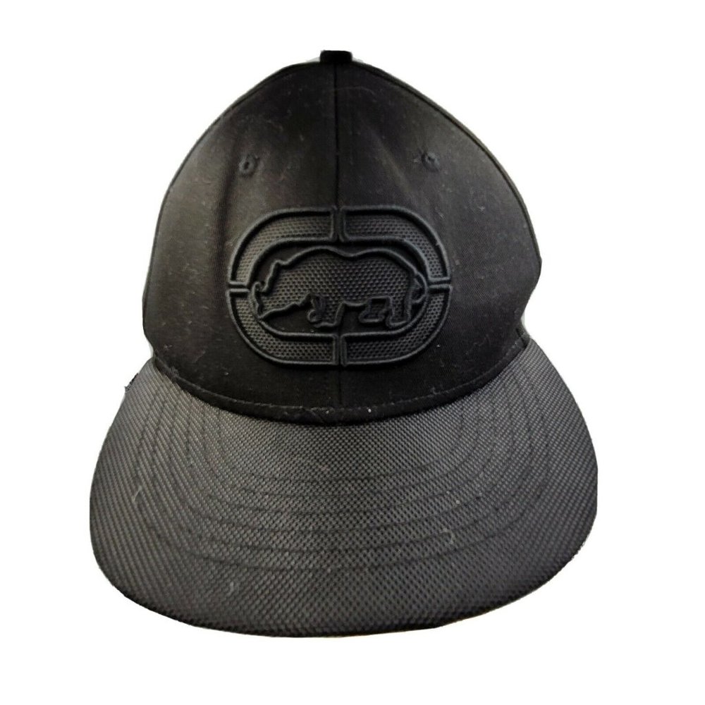 ECKO UNLTD Logo RHINO Black Hat Cap Stretch Fit size S/M